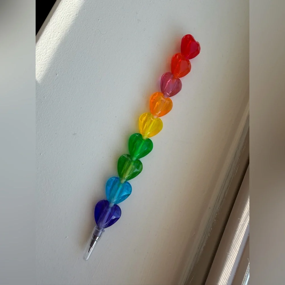 Rainbow Heart Stackable Pen Colorful Cute Novelty Stationery Retro Y2K Gift